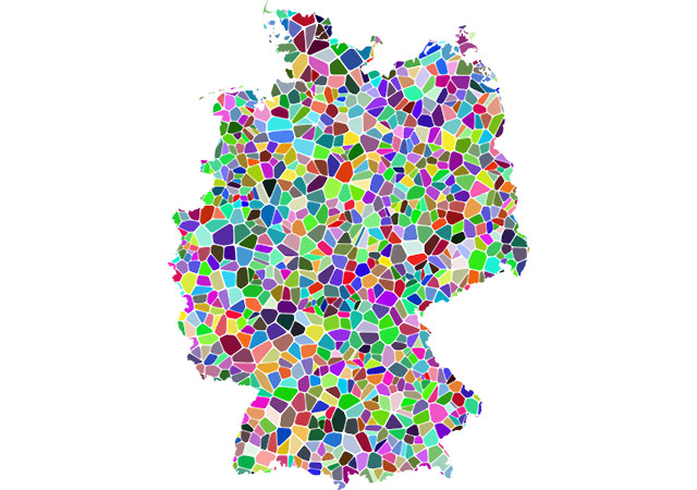 Dieses Bild zeigt eine bunte Deutschlandkarte. Bild von Gordon Johnson auf Pixabay