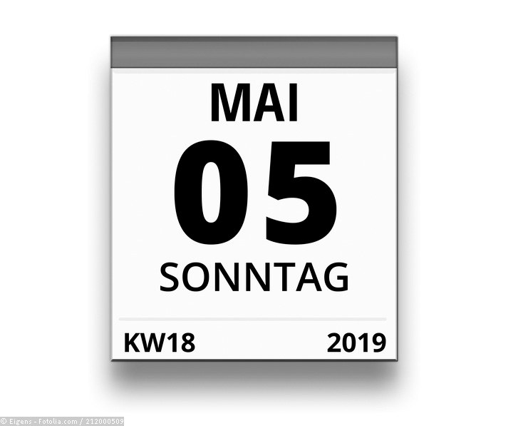 Dieses Bild zeigt ein Kalenderblatt vom 5. Mai 2019. © Eigens - Fotolia.com / 212000509